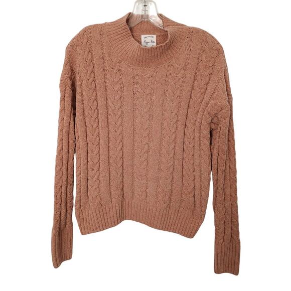 Hippie Rose Chenile Sweater Sz M Neutral Cable Knit Cropped Preppy New w Tag $44 - Picture 1 of 12